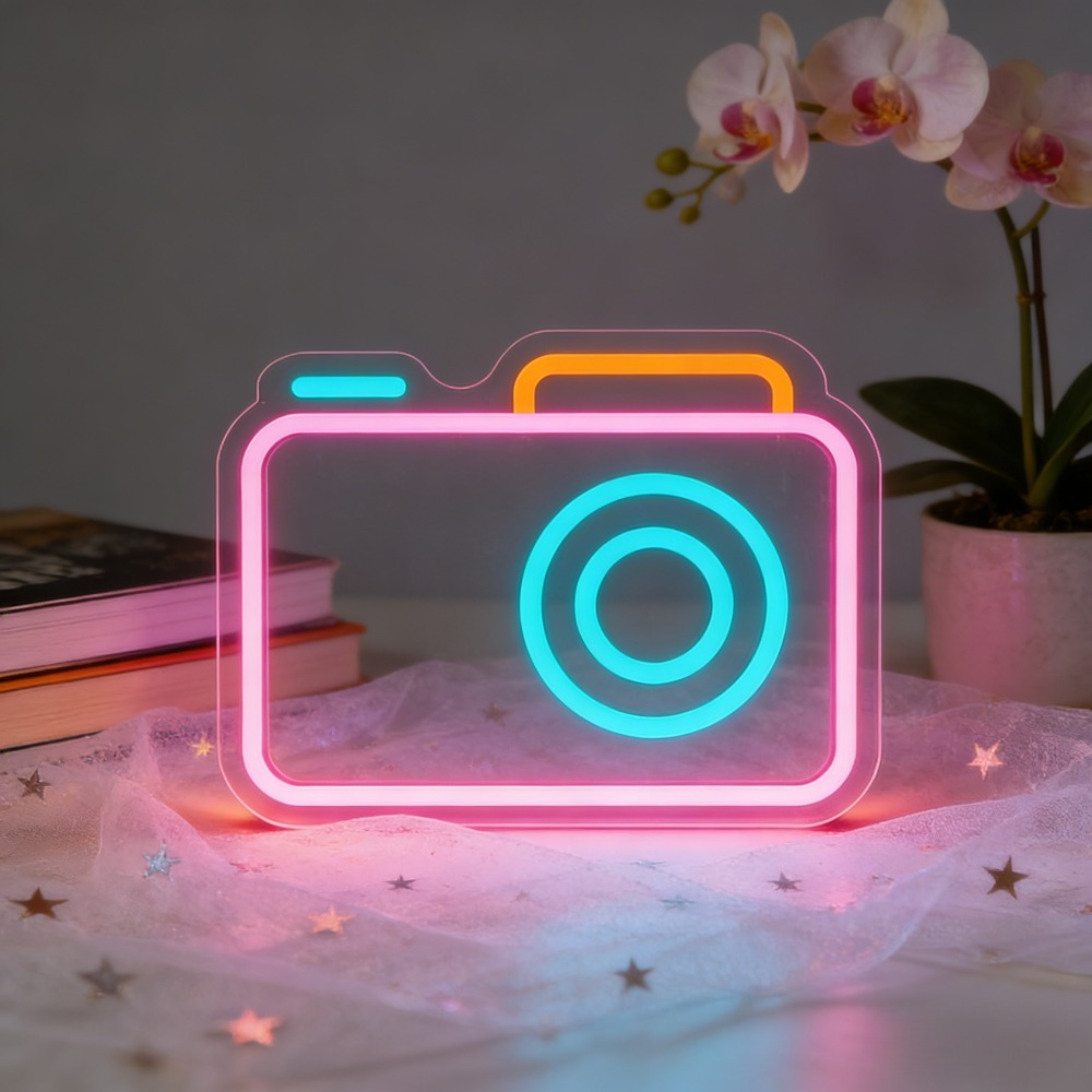 Desk Setup Studio - Kamera Neon Tabela LED Duvar Sanatı