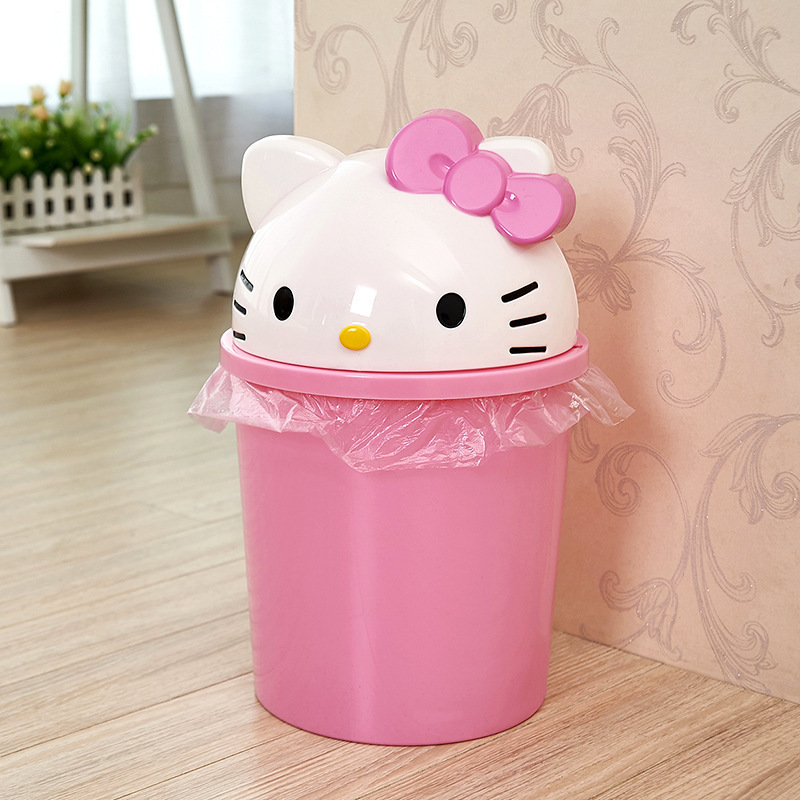 Desk Setup Design - Hello Kitty Küçük Masaüstü Çöp Kovası;