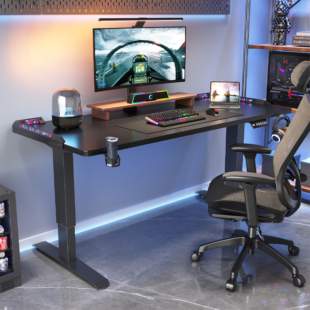 Gaming Setup Desk - Yüksekliği Ayarlanabilir Elektrikli Otur-Kalk Bilgisayar Masası