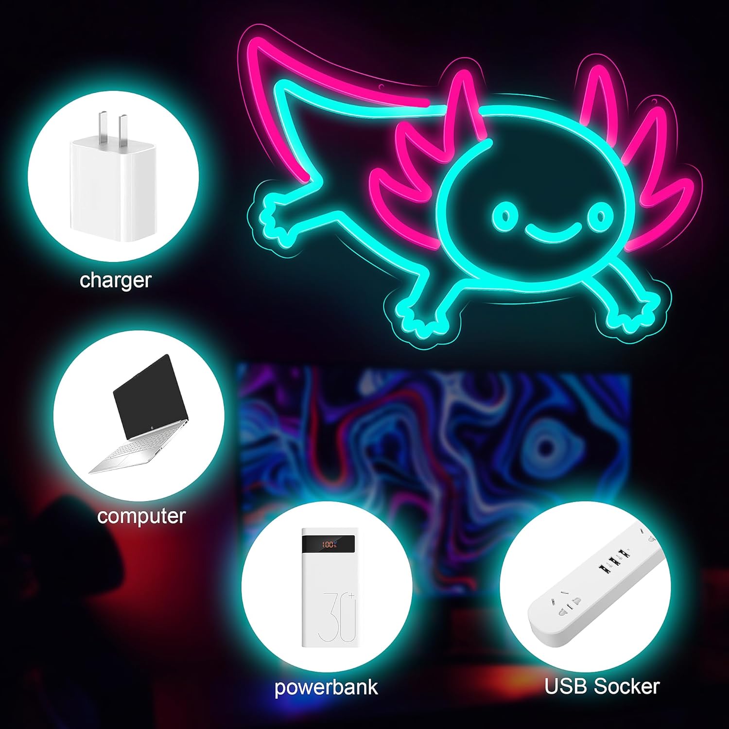 Axolotl Ejderha Neon Tabela Kı - Desk Setup Studio incelemesi ve fiyatı